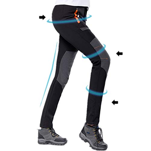 GAOJU Pantalones de Trekking Softshell Pantalones Impermeables Resistente al Viento Transpirable Pantalones de Escalada Lana Forrado