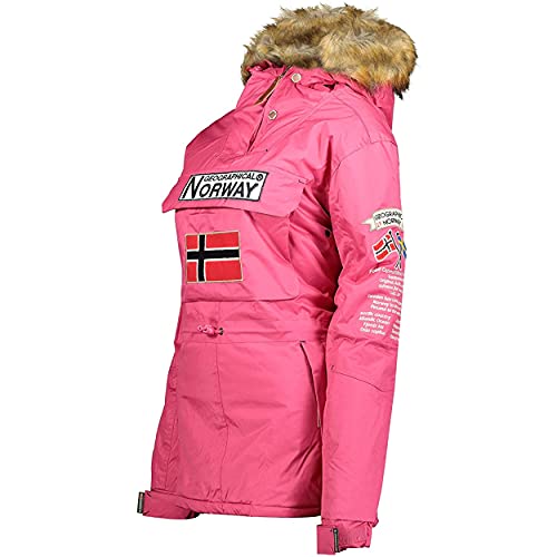 Geographical Norway BRIDGET LADY - Parka Impermeable Mujeres - Abrigo Grueso Capucha Exteriores - Chaqueta Cortavientos Invierno Cálida - Chaqueta Exteriores Para Mujeres ROSA S