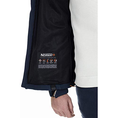 Geographical Norway TABOO MEN - Chaqueta Softshell Impermeable Hombre - Capucha Transpirable Exterior - Chaqueta Cortavientos Invierno - Ideal Para Actividades Al Aire Libre MARINA L