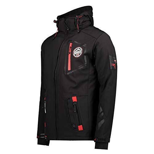 Geographical Norway TACEBOOK MEN - Chaqueta Softshell Impermeable Hombre - Capucha Transpirable Exterior - Chaqueta Cortavientos Invierno - Ideal Para Actividades Al Aire Libre (Negro XL)