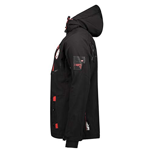 Geographical Norway TACEBOOK MEN - Chaqueta Softshell Impermeable Hombre - Capucha Transpirable Exterior - Chaqueta Cortavientos Invierno - Ideal Para Actividades Al Aire Libre (Negro XL)