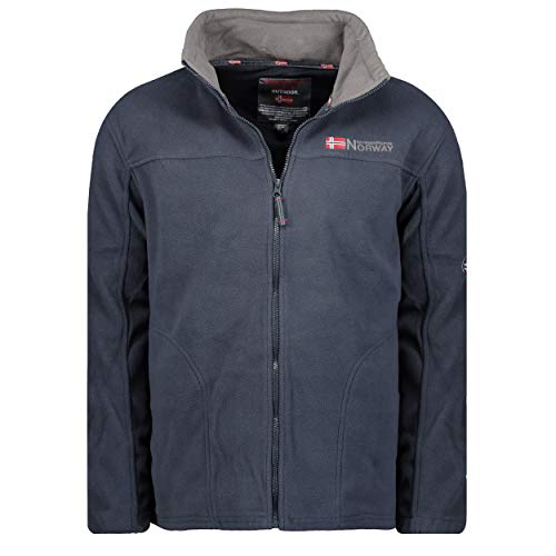 Geographical Norway TAMAZONIE MEN - Grueso Y Cálido Vellón De Los Hombres De Cierre De Cremallera - Chaqueta De Invierno Cálido De Los Hombres - Sudadera De Manga Larga Forrada MARINA L