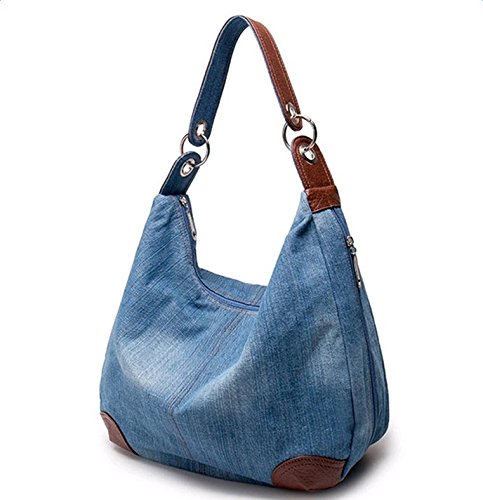 Gespout Bolsos Bandolera Teléfono Hombro Bolsa Paquete Crossbody Monedero Monedas Regalo Cumpleaños para Mujeres Niña Vaquero Durable Viaje de Verano Casual Deportes 1pcs Azul Claro