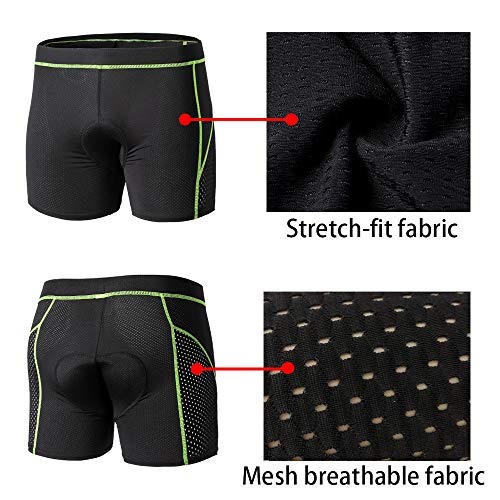 GIEADUN Ciclismo Pantalones Cortos de Bicicleta 20D Gel de sílice Acolchado Ciclismo Calzoncillos Ropa Interior de Bicicleta MTB Bicicleta Pantalones Cortos (Verde, XL)