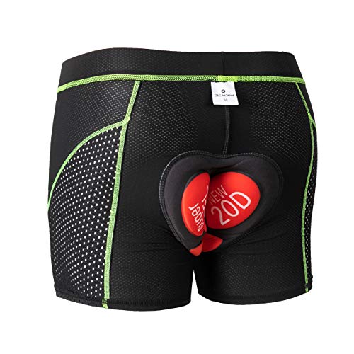 GIEADUN Ciclismo Pantalones Cortos de Bicicleta 20D Gel de sílice Acolchado Ciclismo Calzoncillos Ropa Interior de Bicicleta MTB Bicicleta Pantalones Cortos (Verde, XL)