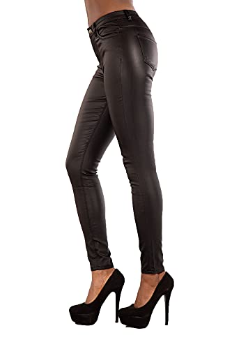 Glook Mujeres PU Cuero Enjutos Leggins Treggins Cintura Alta Skinny Elásticos Lápiz Jeggings Leggings Cadera De Pantalones