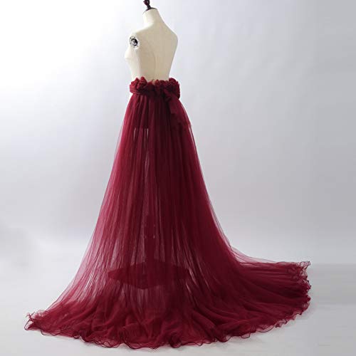 GRACEART Bodas Falda Larga de Mujer Mujeres Puffy Tutu Tulle Falda Playa Baile Fiesta (Vino Rojo)