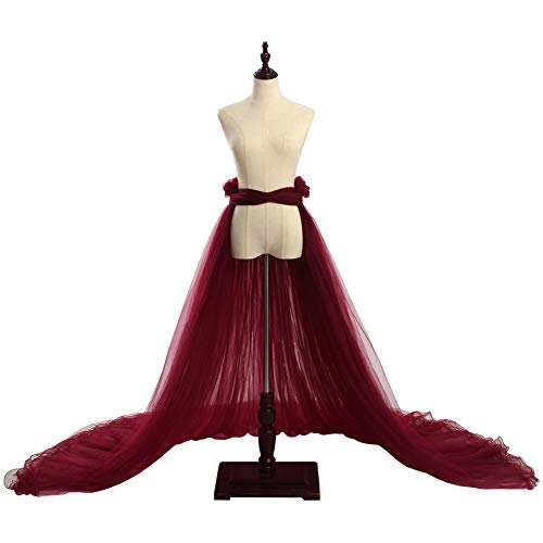 GRACEART Bodas Falda Larga de Mujer Mujeres Puffy Tutu Tulle Falda Playa Baile Fiesta (Vino Rojo)