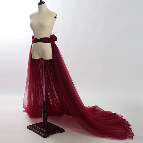 GRACEART Bodas Falda Larga de Mujer Mujeres Puffy Tutu Tulle Falda Playa Baile Fiesta (Vino Rojo)