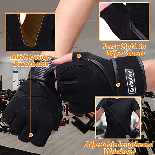 Grebarley Fitness Gloves Guantes de Entrenamiento, Levantamiento de Pesas liviano Ideal para Levantamiento de Pesas, Entrenamiento de Crossfit y Traje de Ciclismo para Hombres y Mujeres (Negro, M)