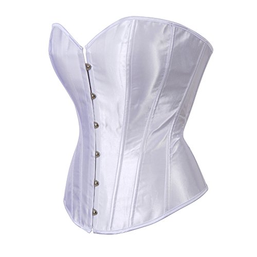 Grebrafan Clasico Corset Satén Corsés y Bustiers Mujer Talla Grande EU(42-44) 3XL, Blanco