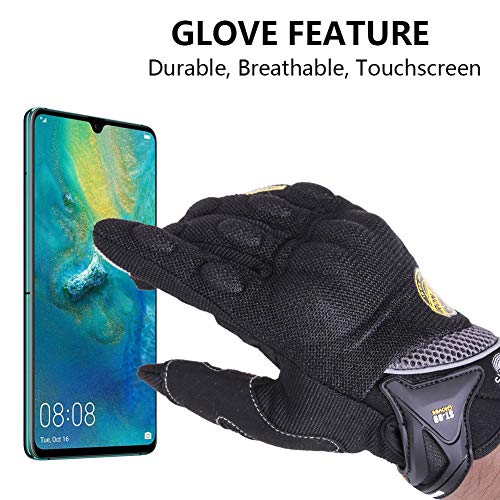 Guantes de Moto, Dedo Completo Guantes de Moto con Pantalla Táctil Guantes de Nudillos