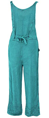 GURU SHOP Peto pantalón de peto, mono bordado, para mujer, rojo, sintético, talla: 38, pantalones largos, ropa alternativa azul turquesa 38