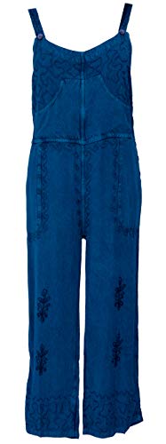 GURU SHOP Peto pantalón de peto, mono bordado, para mujer, rojo, sintético, talla: 38, pantalones largos, ropa alternativa azul vaquero 40