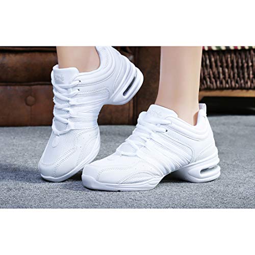 GYUANLAI Zapatos De Baile para Mujer Zapatos Deportivos Zapatos Modernos De Jazz Suela Antideslizante De PU Cómoda Malla Acoplamiento con Cordones Zapatillas De Deporte Ligeras