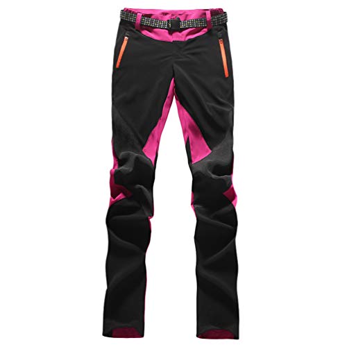 Haobing Mujer Pantalones de Escalada con cinturón Pantalones de Trekking Softshell Pantalón de Acampada y Marcha (#1 Rose, CN L)