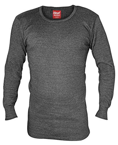 HEAT HOLDERS - Hombre Algodon Invierno Manga Larga Camiseta Interior Termica (X-Large (44-46" Chest), Charcoal)