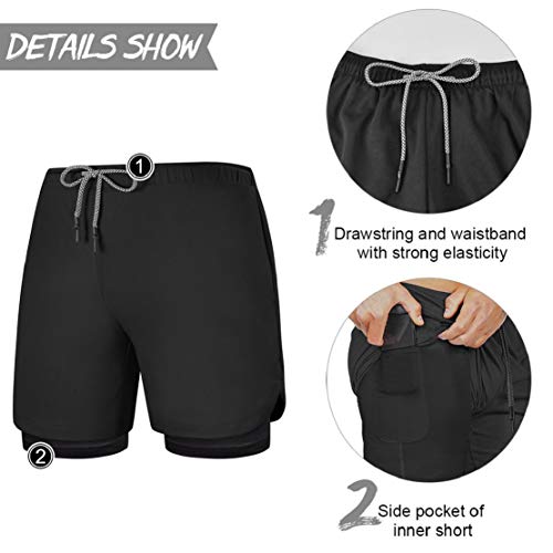 heekpek Shorts Deportivos Fitness Hombre Pantalón Corto Pantalones Cortos Deportivos para Correr Compresión Interna Secado Rápido Transpirable con Forro de Bolsillo al Aire Libre