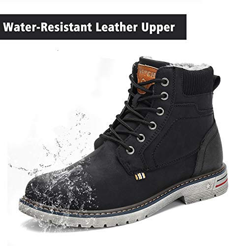 Hombre Botas Botines Zapatos Invierno Botas de Nieve Cálido Fur Forro Aire Libre Boots Urbano Senderismo Esquiar Caminando Negro 46 EU