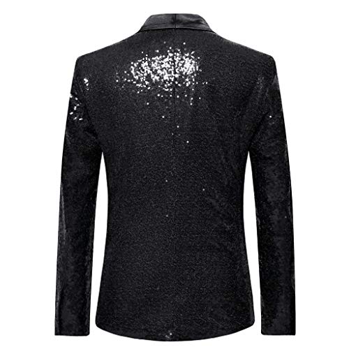 Hombre Chaqueta Entallada con Botón Lentejuelas Chaqueta de Traje Banquete Elegante Chaqueta de Esmoquin Manga Larga Cardigan para Hombre Traje Blazer Abrigo Tops vpass