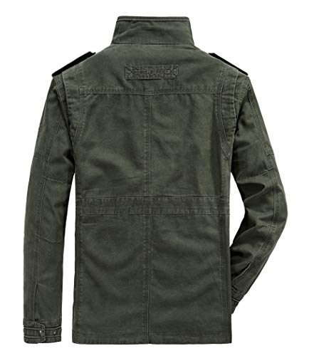 Hombres chaqueta Primavera otoño e invierno Algodón Militar Chaqueta (Large=Tag 2XL /Ches 120cm, Ejercito Verde)