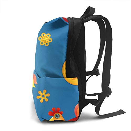 Homebe Red Rooster Animal Sun Moon Mochila,Mochila Unisex, Mochilas y Bolsas School Travel Hiking Small Mini Gym Teen Little Girls Youth Kid Women Men Printed Patterned Themed Bookbags