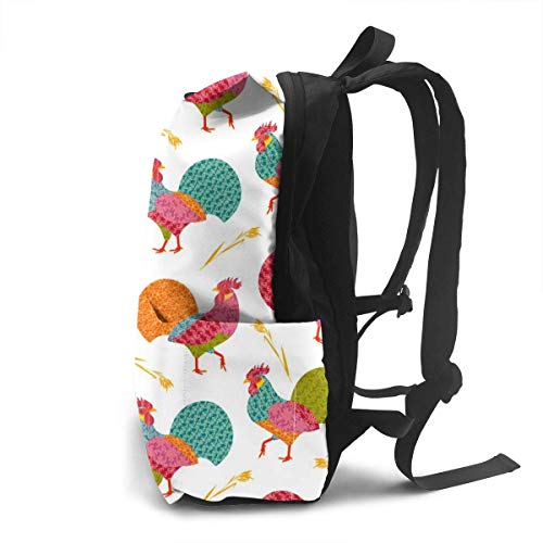 Homebe Rooster Animal Red Art Farmhouse Mochila,Mochila Unisex, Mochilas y Bolsas School Travel Hiking Small Mini Gym Teen Little Girls Youth Kid Women Men Printed Patterned Themed Bookbags