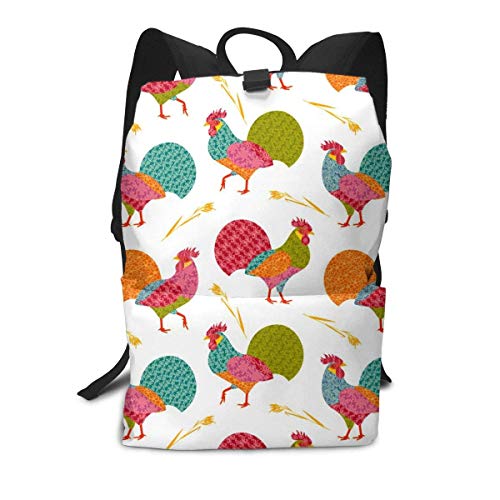 Homebe Rooster Animal Red Art Farmhouse Mochila,Mochila Unisex, Mochilas y Bolsas School Travel Hiking Small Mini Gym Teen Little Girls Youth Kid Women Men Printed Patterned Themed Bookbags