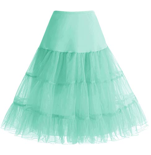 HomRain 1950 - Enagua clásica retro para vestido Rockabilly, falda de dama para fiestas verde menta S