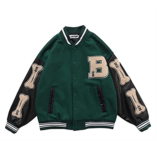 HSY SHOP Chaqueta Deportiva de béisbol Chaqueta Deportiva Chaqueta de béisbol Chaqueta universitaria Unisex Chaqueta universitaria Chaqueta Deportiva Carta (Color : Green, Size : XL)