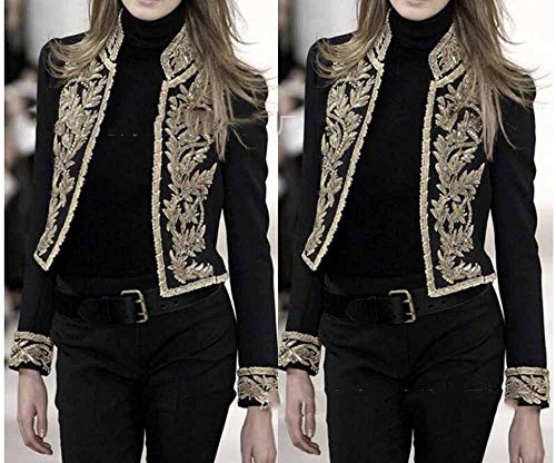 Huateng Chaqueta Victoriana Militar para Mujer Chaquetas de Traje gótico Steampunk