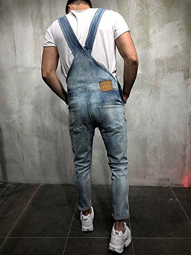 huateng Hombre Ripped Jeans Bib Overoles Peto Jeans Monos