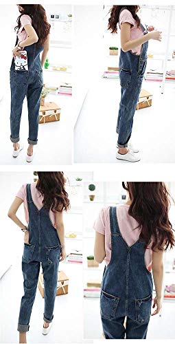 Huateng Moda para Mujer Pantalones Vaqueros desgarrados Bib Overol Peto Jeans Monos