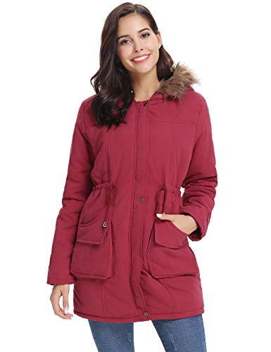 iClosam Abrigo Mujer Talla Grande Invierno Chaquetas con Capucha Mujer Color SóLido Sueltos Ligero Rompevientos Cremallera Y BotóN