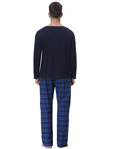 iClosam Pijama Hombre Algodón Invierno,Pijamas Cuadros Largos Ropa de Dormir Casual Suave y Cómodo Talla Grande S-XXL