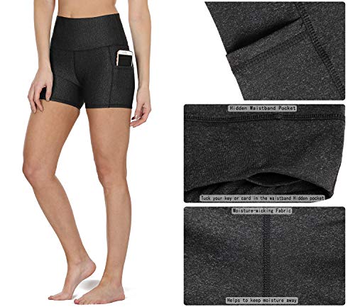 icyzone Pantalón Corto para Mujer para Correr, Mallas Corto (L, Negro)