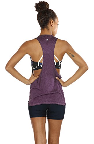 icyzone Sueltas y Ocio Camiseta sin Mangas Camiseta de Fitness Deportiva de Tirantes para Mujer (M, UVA Morada)