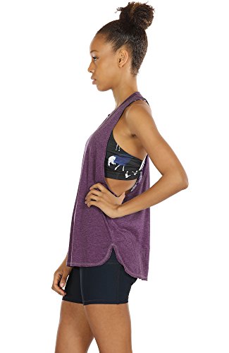 icyzone Sueltas y Ocio Camiseta sin Mangas Camiseta de Fitness Deportiva de Tirantes para Mujer (M, UVA Morada)