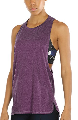 icyzone Sueltas y Ocio Camiseta sin Mangas Camiseta de Fitness Deportiva de Tirantes para Mujer (M, UVA Morada)