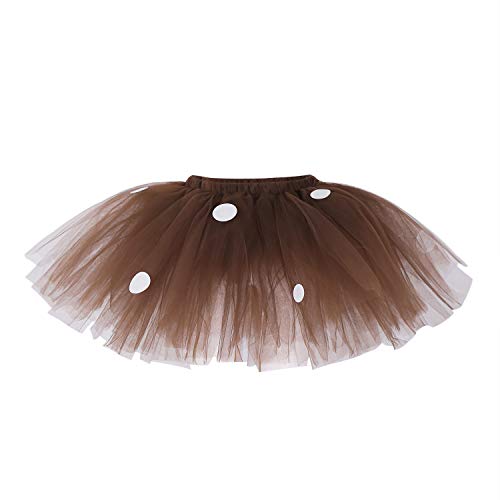 IEFIEL Falda Tutú Elk Navidad para Bebés Niñas Princesa Vestido de Tul de Capas de Volantes con Cinta de Bowknot Faldas Ballet Ropa de Baile Marrón 0-6 Meses