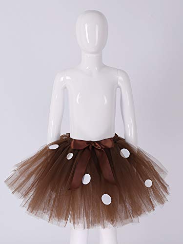 IEFIEL Falda Tutú Elk Navidad para Bebés Niñas Princesa Vestido de Tul de Capas de Volantes con Cinta de Bowknot Faldas Ballet Ropa de Baile Marrón 0-6 Meses