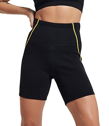 IFLOVE Pantalones Cortos de Sauna para Mujer Deportivos de Cintura Alta, Pantalones térmicos para Perder Peso con Bolsillo, Entrenamiento, Mallas de Yoga para Adelgazar, Moldeador de Muslos