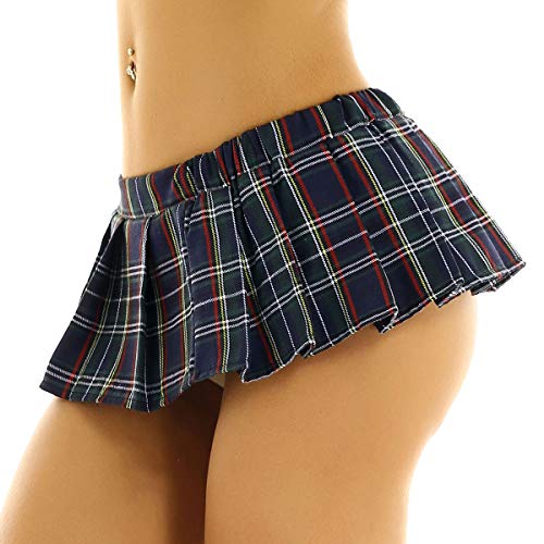 iiniim Minifalda Mujer Sexy Falda Plisada Escocesa Mini Falda Corta a Cuadros Disfraz Uniforme Escolar Japonesa Cosplay Costume Scottish Verde One Size