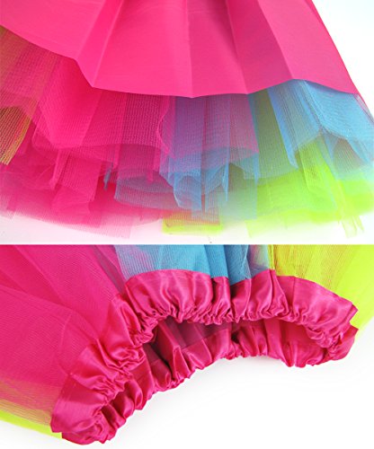 iMixCity Mujer Tutu Falda Tul Short Ballet 3 Capas Danza Ballet Tutu Pettiskirt Traje de Carnaval (Talla única, Arcoiris)