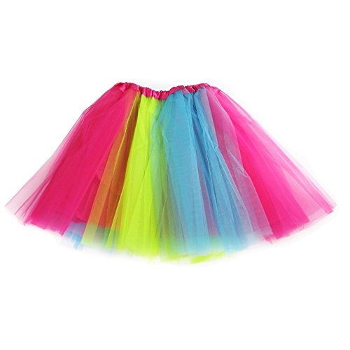 iMixCity Mujer Tutu Falda Tul Short Ballet 3 Capas Danza Ballet Tutu Pettiskirt Traje de Carnaval (Talla única, Arcoiris)