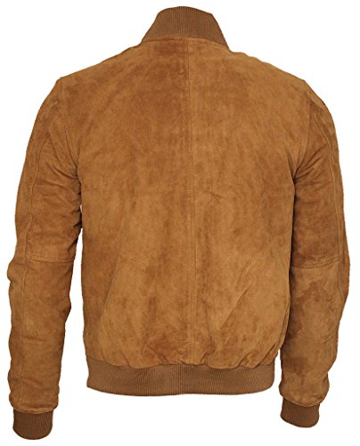 Infinity Hombre Broncear Varsity De Cuero de Ante de Cabra Bombardero Chaqueta M