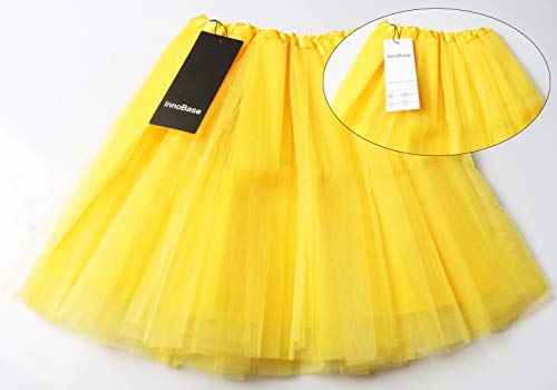 InnoBase Tutu Falda de Mujer Falda de Tul 50's Short Ballet 3 Capas Accesorios de Vestimenta de Baile para Mujeres Niñas 8 Colores (Amarillo Brillante)