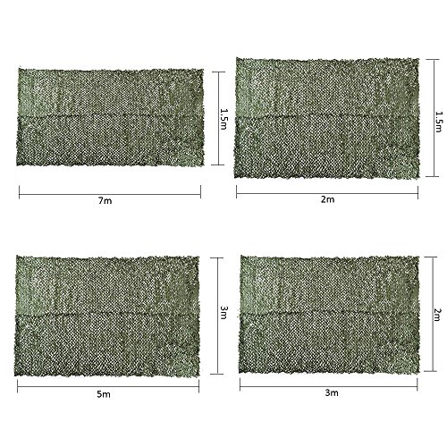 Iraza Red de Camuflaje,Cubierta Camouflage Net Red de Caza Mallas de Protección Ejército Combate Militar Táctico al Aire Libre Sombra Proteger del Viento (Camo Verde, 3x5M)