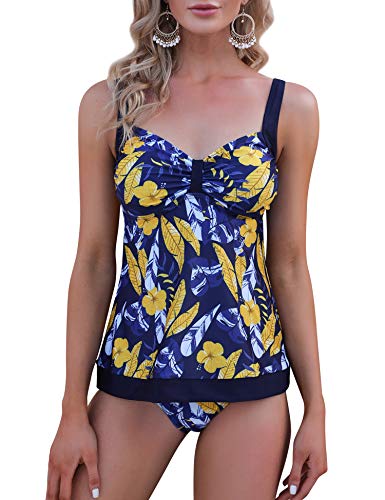 Irevial Traje de Baño Mujer Dos Piezas Sexy Tankinis Mujer baño Push up con Relleno Reamovible, Tankinis Vest + Short de Baño Conjunto Verano Deportivo Beachwear para Mar, Playa, Piscina, Fiesta