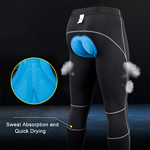 JEPOZRA Pantalones de Ciclismo de Invierno para Hombre, Largos con Acolchado de Gel 4D, para Bicicleta de montaña, Transpirables, de compresión, térmicos, Pantalones Deportivos (Negro, XXL)